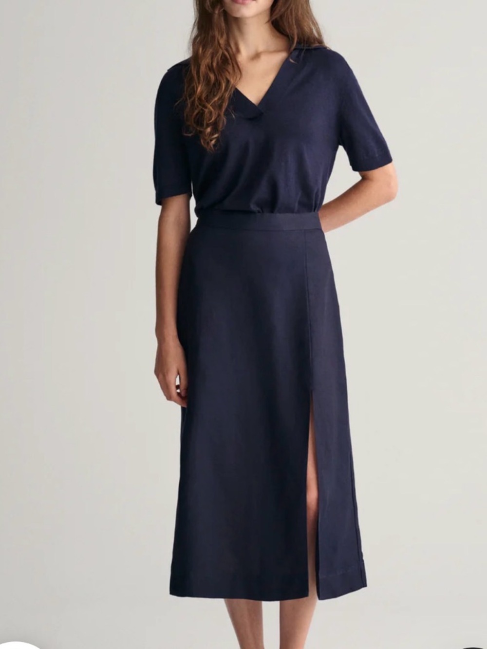 Gant Midi linen blend Skirt with Side Slit